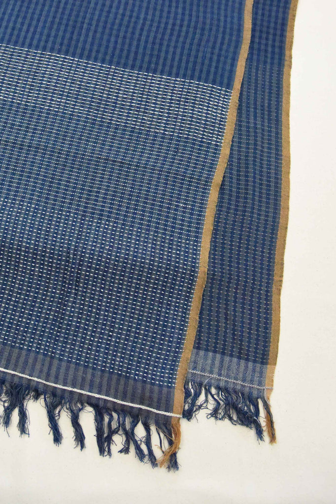 ethically made organic cotton scarf dyed with plants including indigo, myrobalan and madder root