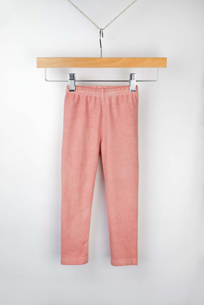 kid's organic cotton leggings pants naturally dyed with plants, dyed with madder roots and avocado skins and seeds