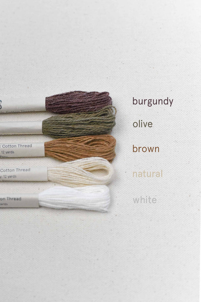 naturally colored colorgrown organic cotton thread for sashiko mending and embroidery