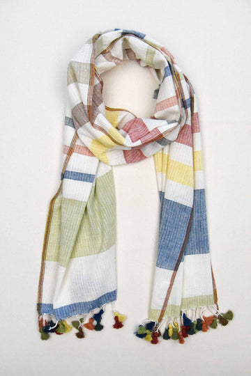  plant dyed organic cotton scarf dyed with plants including myrobalan, indigo and madder root