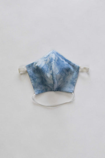 kid's organic plant dyed face mask made with indigo leaf dye and natural rubber elastic