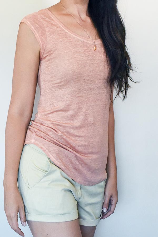 plant dyed organic linen women's clothing tee shirt top, naturally plant dyed with avocado skins and pits seeds