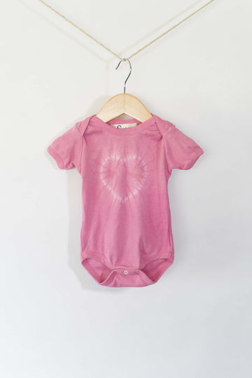 naturally plant-dyed organic cotton kid's clothing, toddler, baby, onesie, tee shirt, dyed with cochineal pink