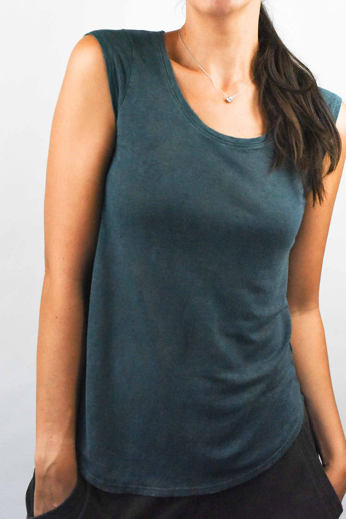 women top, shirt, organic linen tee shirt naturally dyed with plants, dyed with weld
