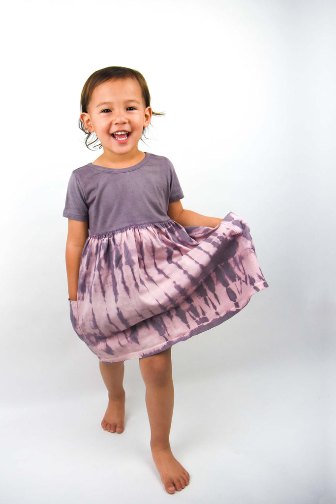 organic cotton kid's girl's dress naturally dyed with plants, dyed with madder roots